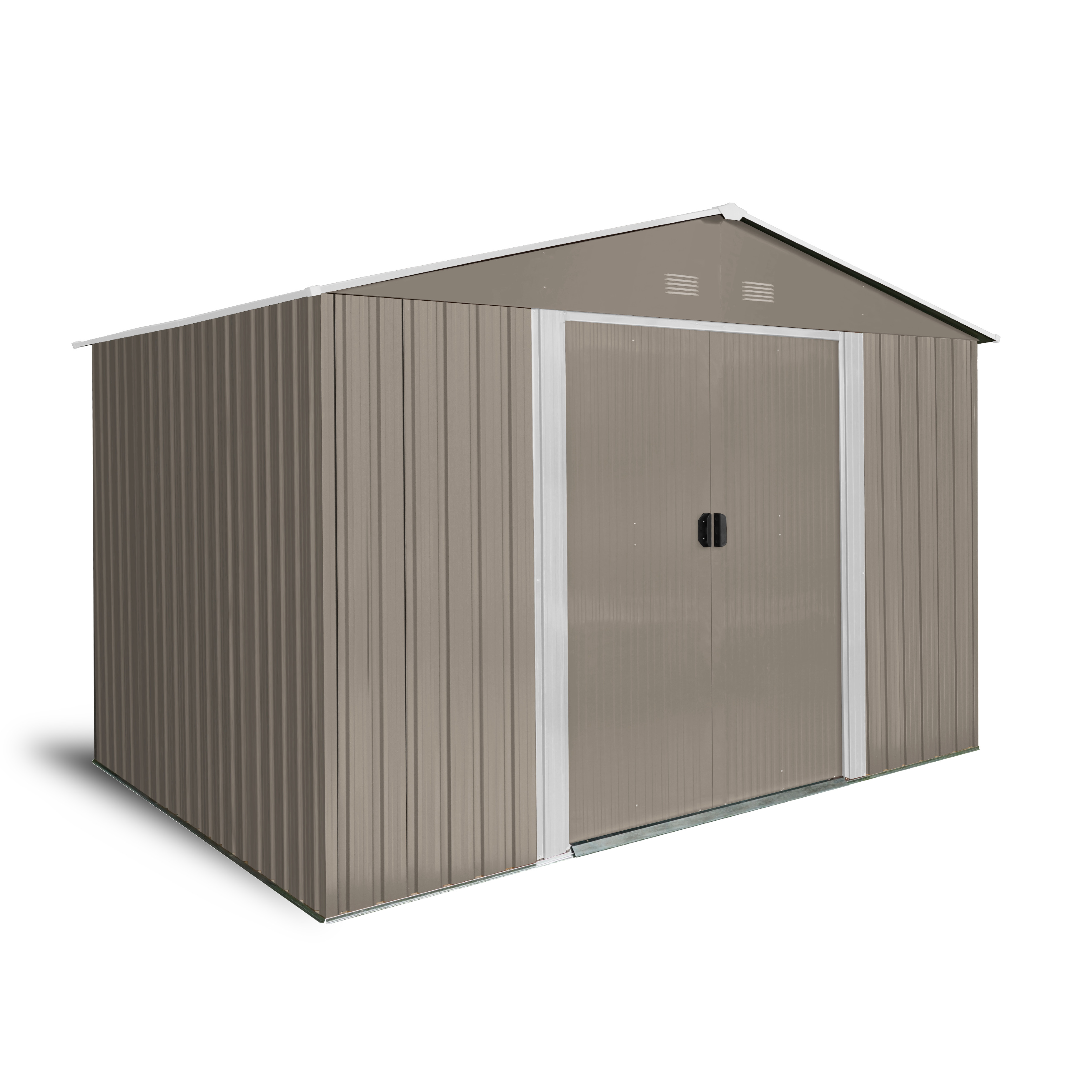 Riwall PRO RMSA 8x10 Brown - zahradní domek kovový 3 x 2,4 m se sedlovou střechou hnědý