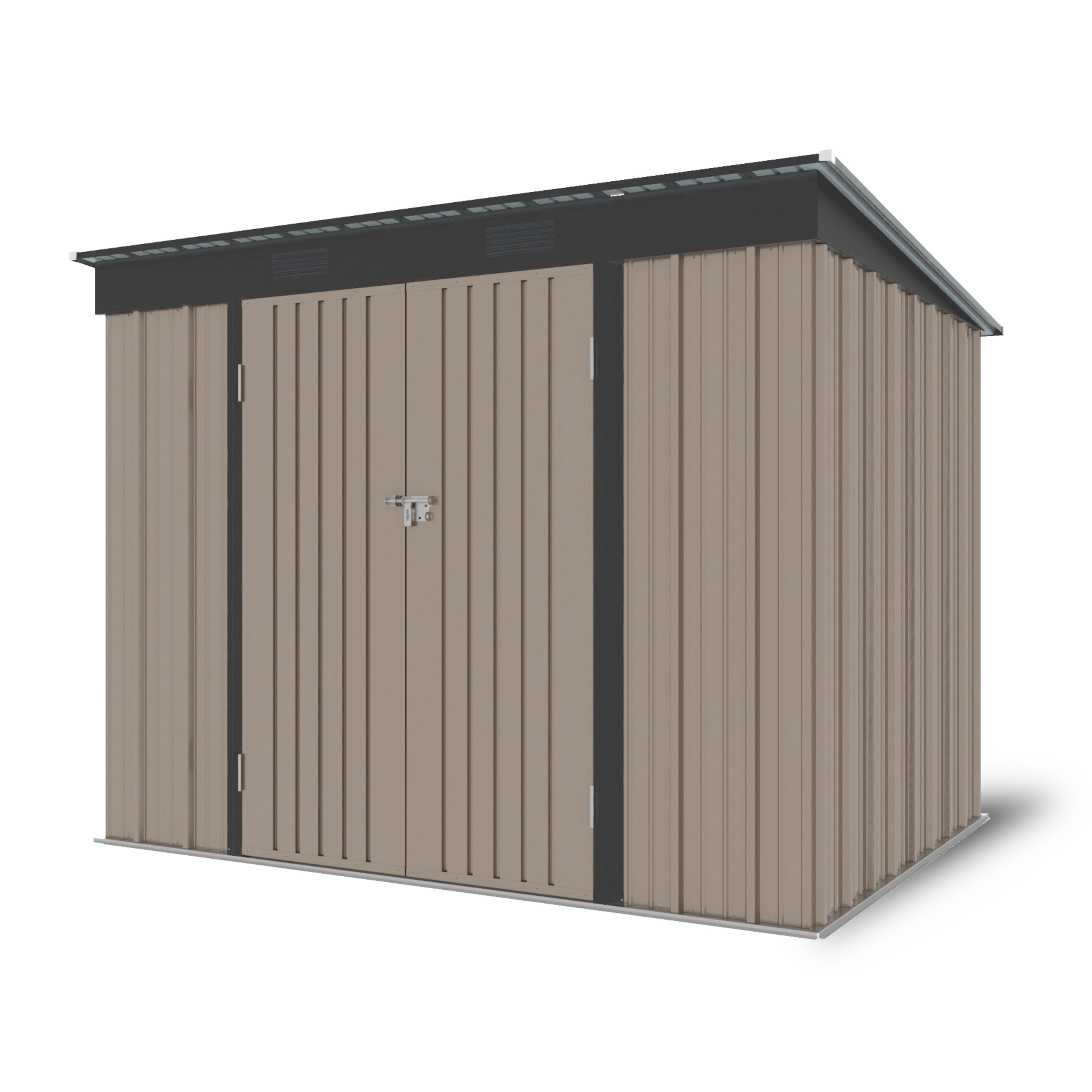 Riwall PRO RMSP 6x8 Brown - zahradní domek kovový 2,4 x 1,8 m s pultovou střechou hnědý