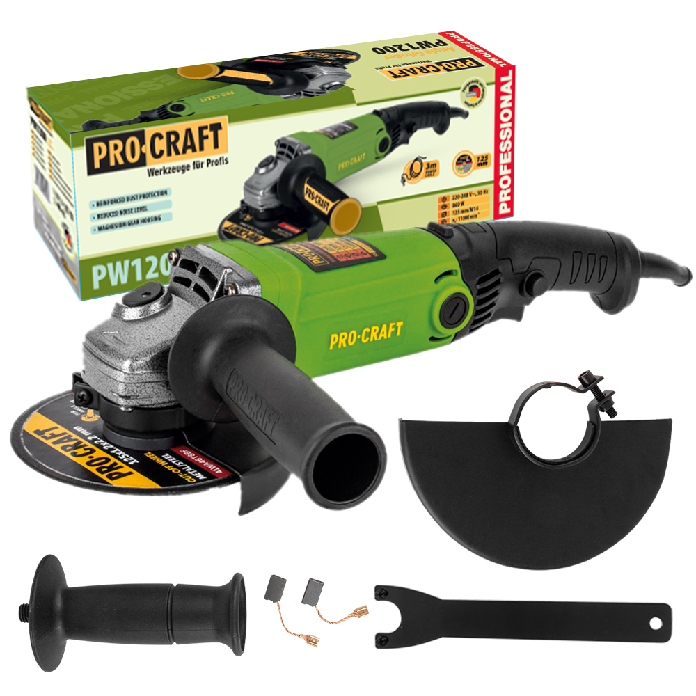 Procraft PW1200 - úhlová bruska, 125mm