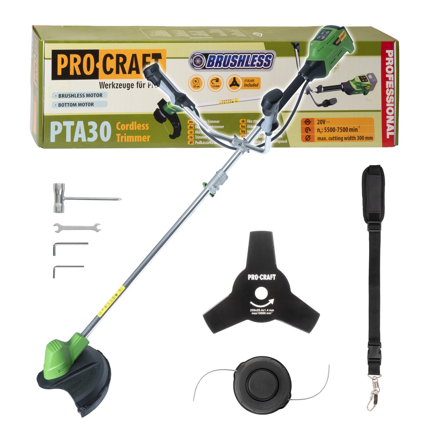 Procraft PTA30 - akumulátorový křovinořez (bez baterie a nabíječky)
