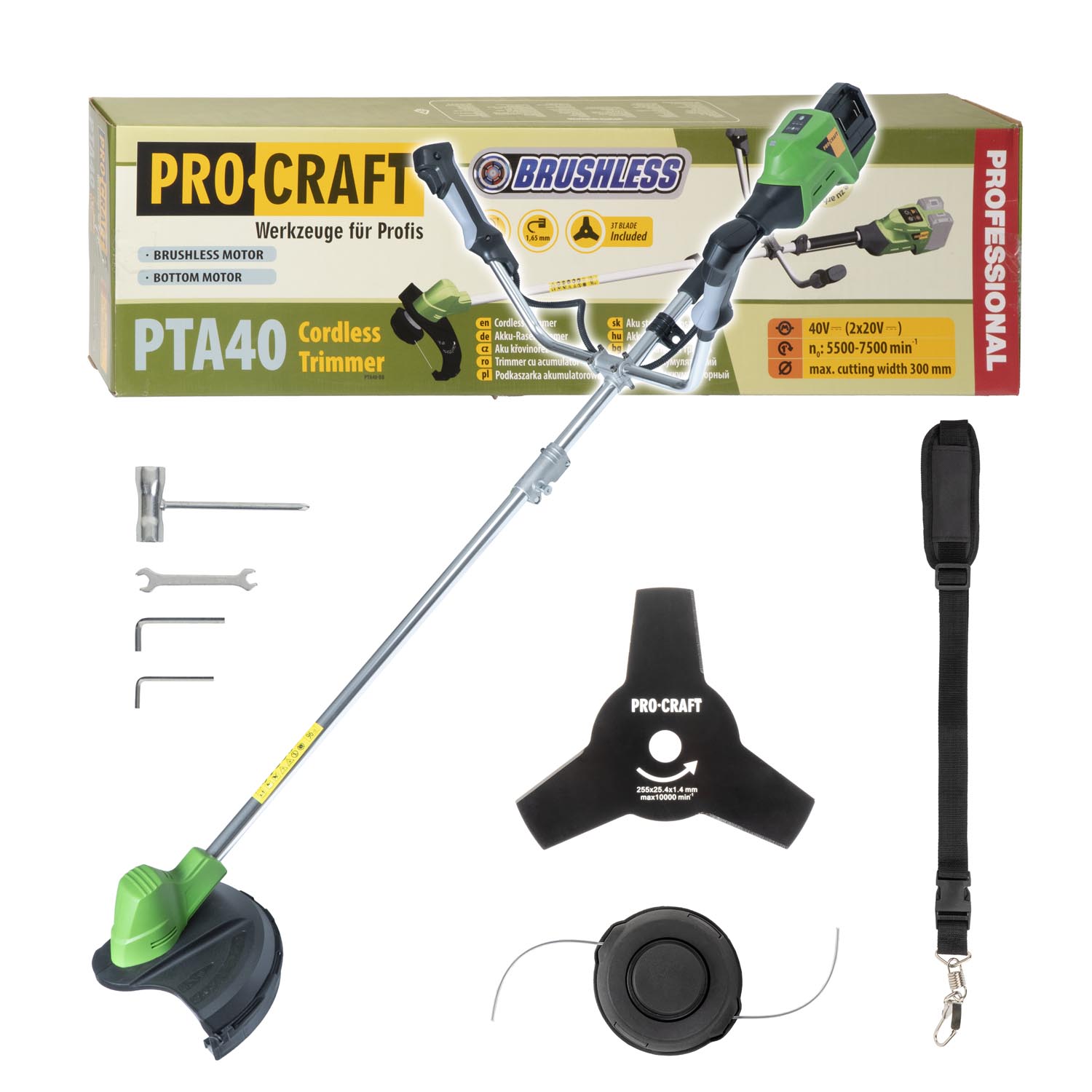 Procraft PTA40 40V - akumulátorový křovinořez (bez akumulátoru a nabíječky)
