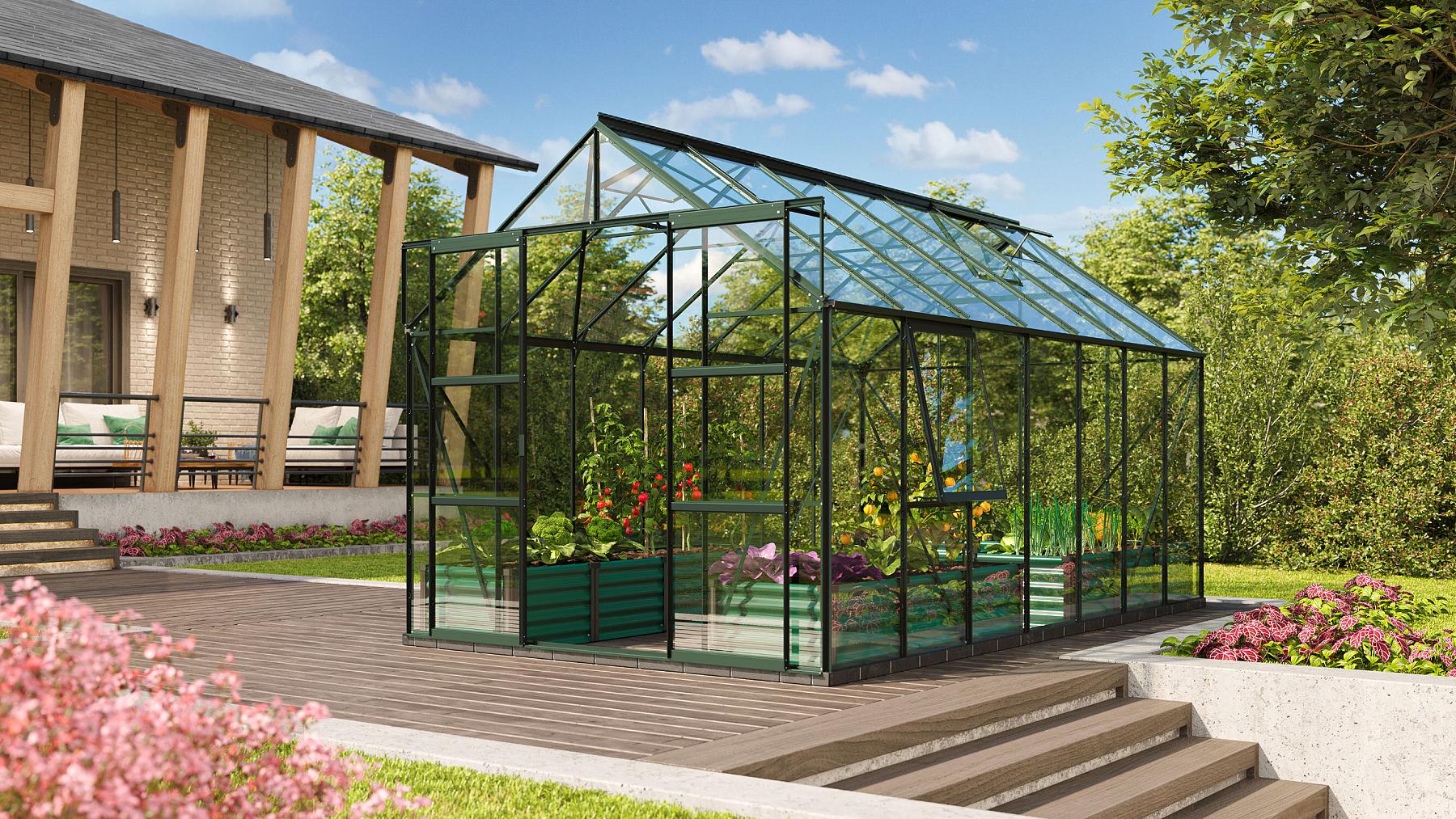 LANIT PLAST, s.r.o. skleník VITAVIA URANUS 11500 čiré sklo 3 mm zelený LG1039