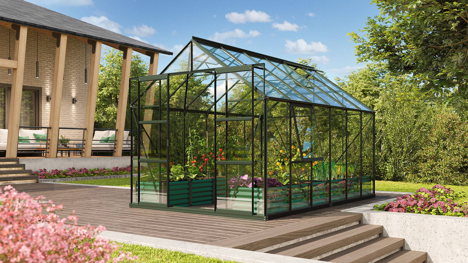 LANIT PLAST, s.r.o. skleník VITAVIA URANUS 9900 čiré sklo 3 mm zelený LG1042