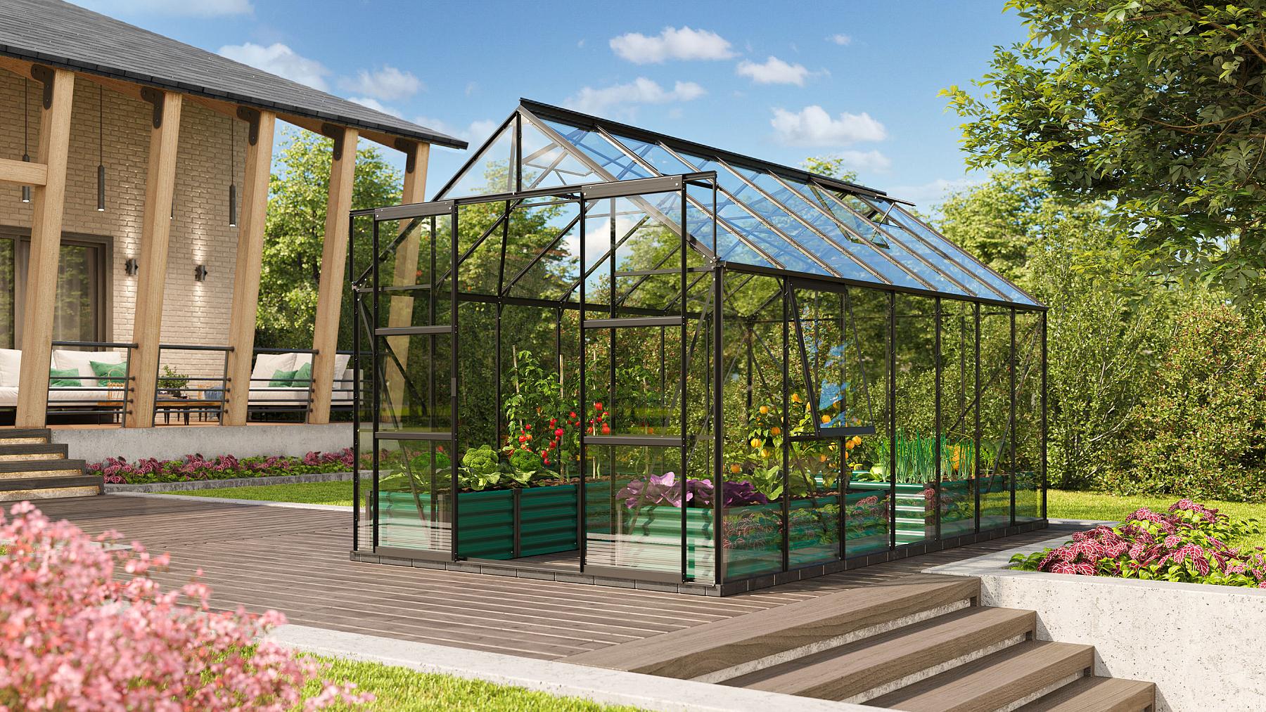 LANIT PLAST, s.r.o. skleník VITAVIA URANUS 11500 čiré sklo 3 mm černý LG2829