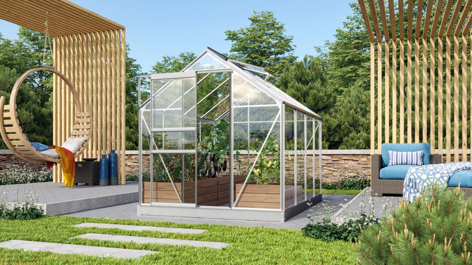 LANIT PLAST, s.r.o. skleník VITAVIA VENUS 5000 čiré sklo 3 mm stříbrný LG1027