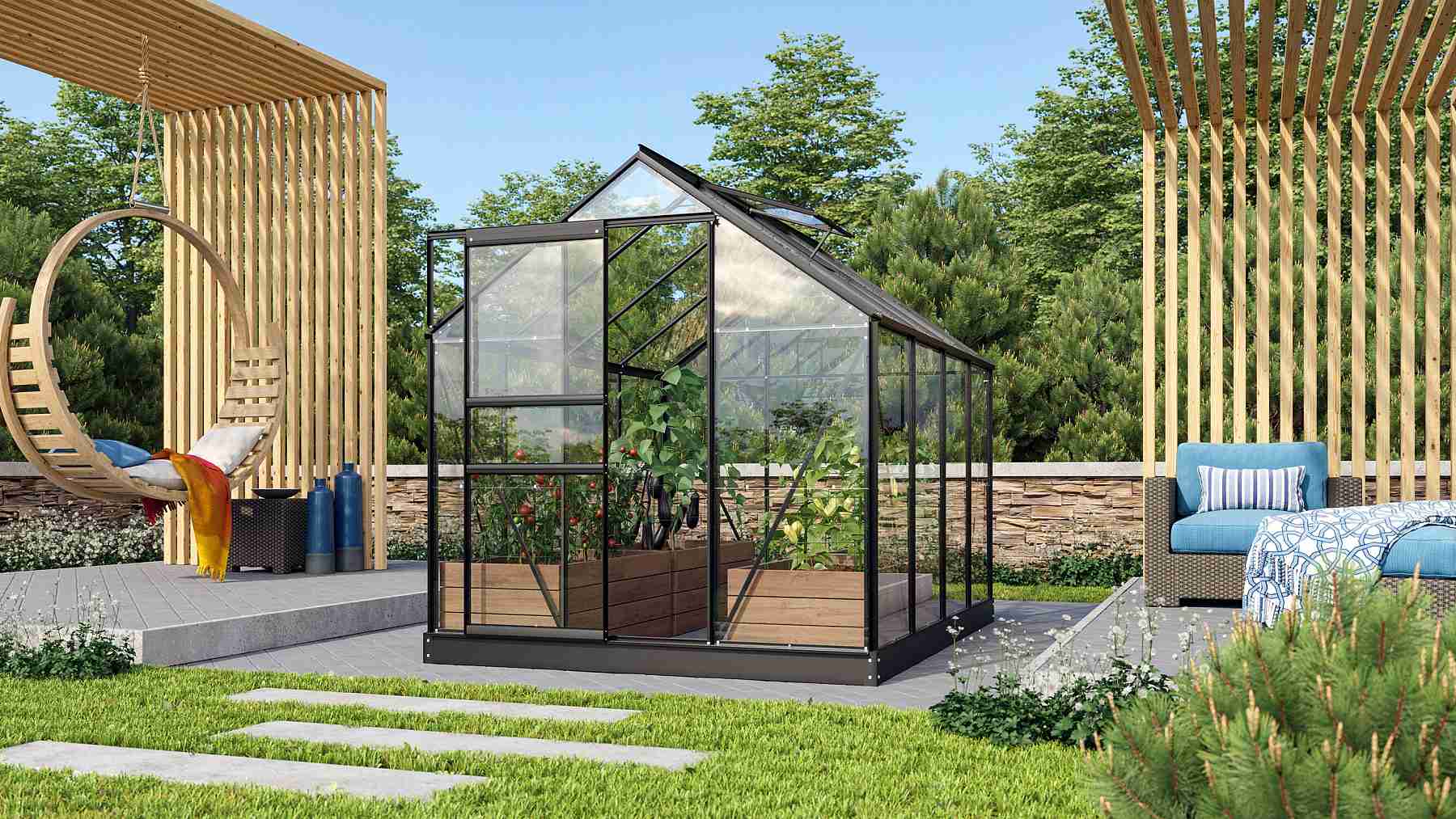 LANIT PLAST, s.r.o. skleník VITAVIA VENUS 5000 čiré sklo 3 mm černý LG3539