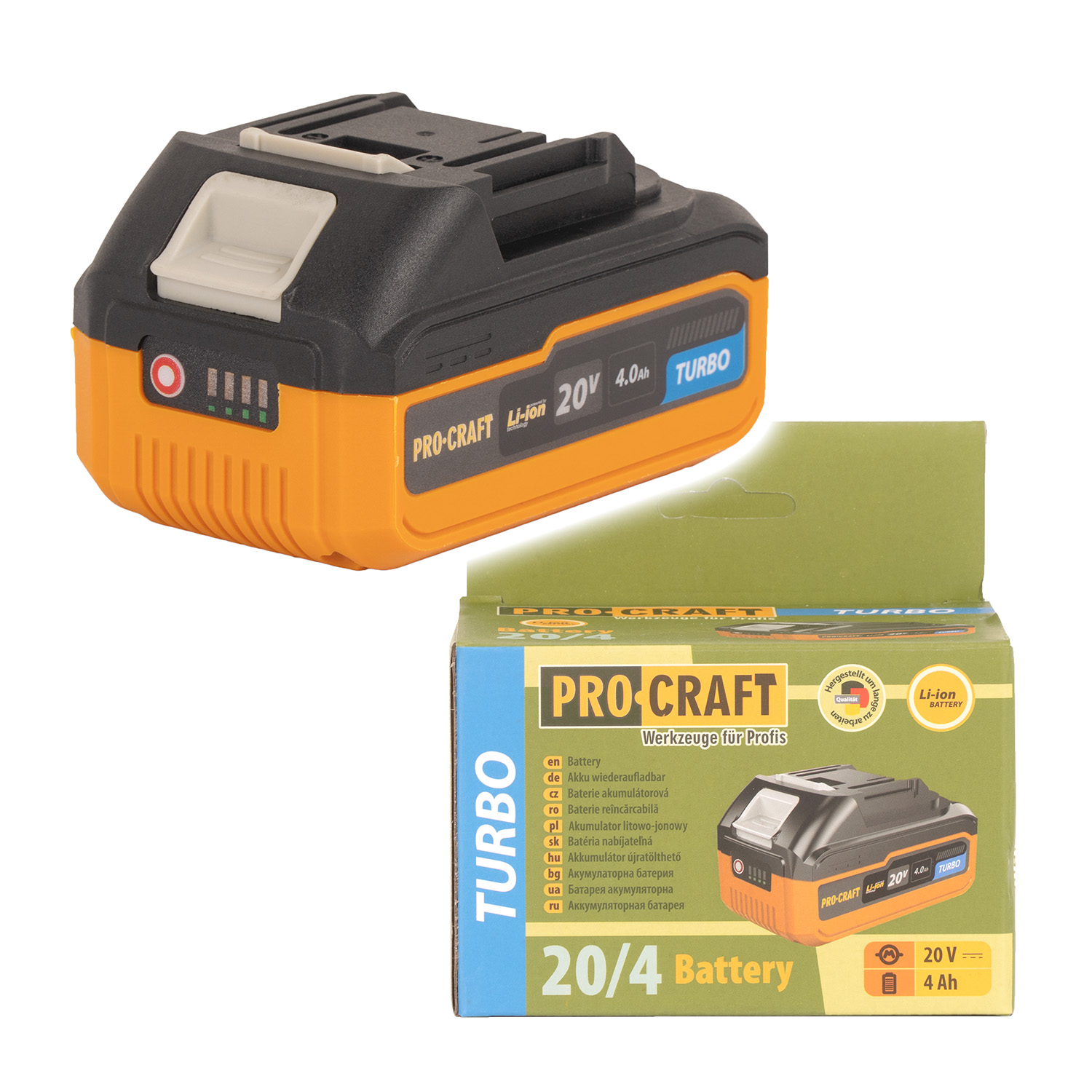 Procraft 20/4 Turbo Li-ion - akumulátor 20V / 4Ah Turbo