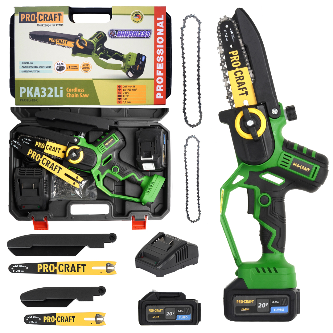 Procraft PKA32Li 20V SET - akumulátorová ruční pilka (s 4,0 Ah akumulátorem a nabíječkou)
