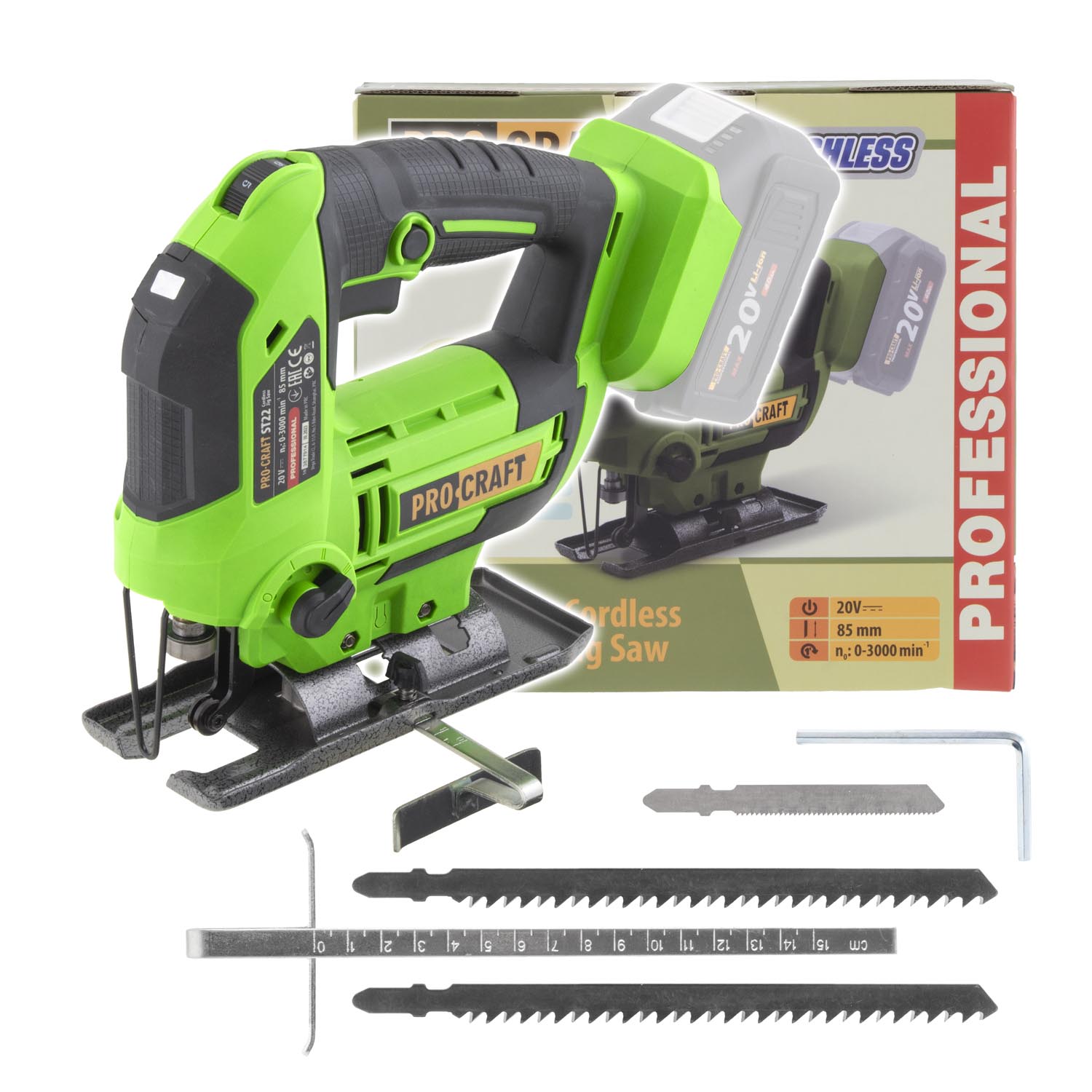 Procraft ST22 20V - akumulátorová přímočará pila (bez akumulátoru a nabíječky)