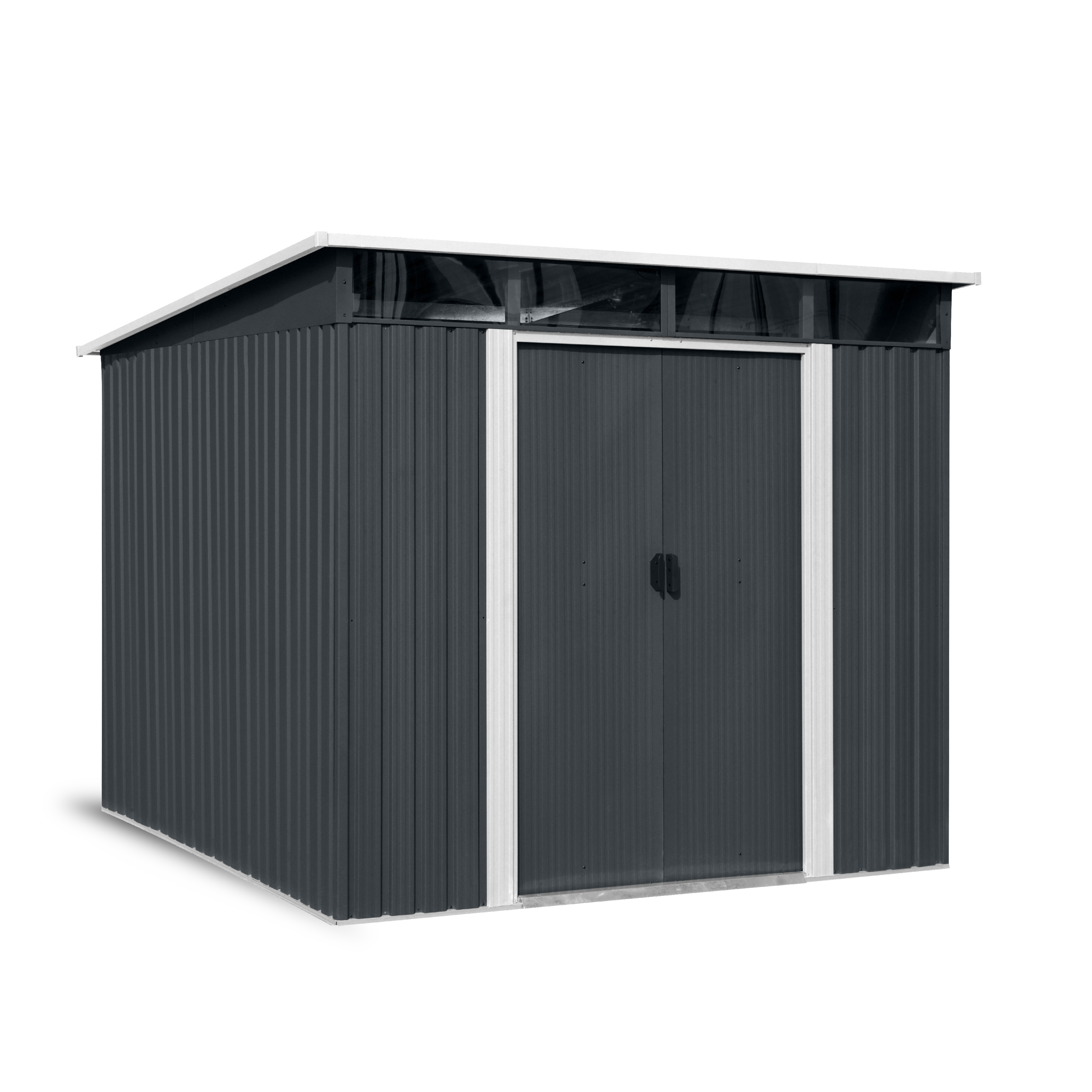 Riwall PRO RMSP 9x8 Anthracite LUX - zahradní domek kovový 2,4 x 2,8 m s pultovou střechou antracit
