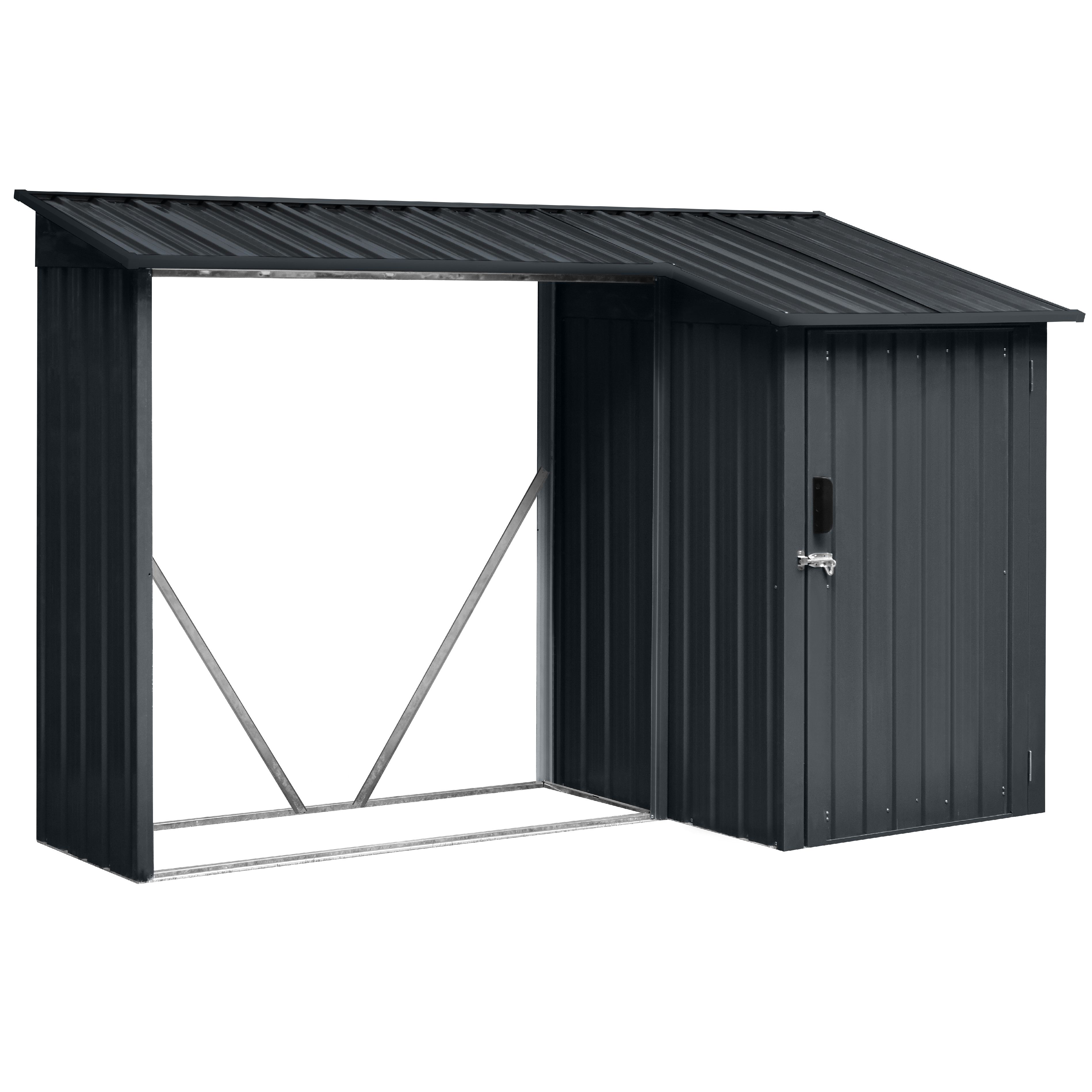 Riwall PRO RMWS 3x9 Anthracite - přístřešek na dřevo s kůlnou 2,7 x 1,6 m s pultovou střechou antracit