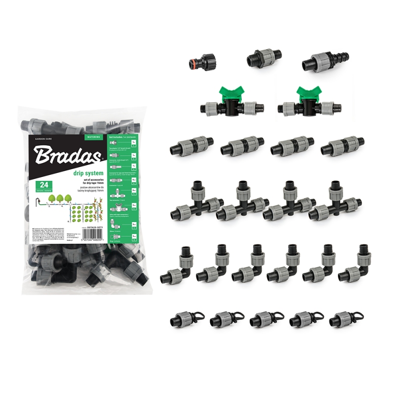 BRADAS Sada spojek 16mm s převlečnou matkou, 24ks