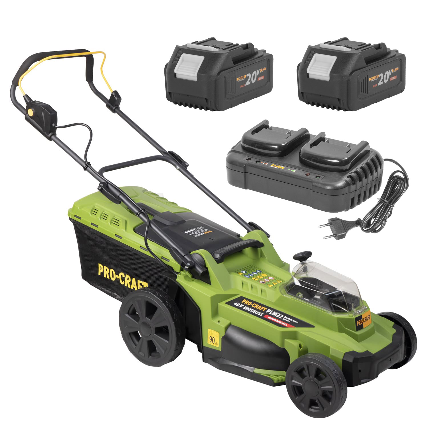 Procraft SPLM22/20-4/20-2 20V SET - akumulátorová sekačka (s 2x akumulátoru a nabíječkou)