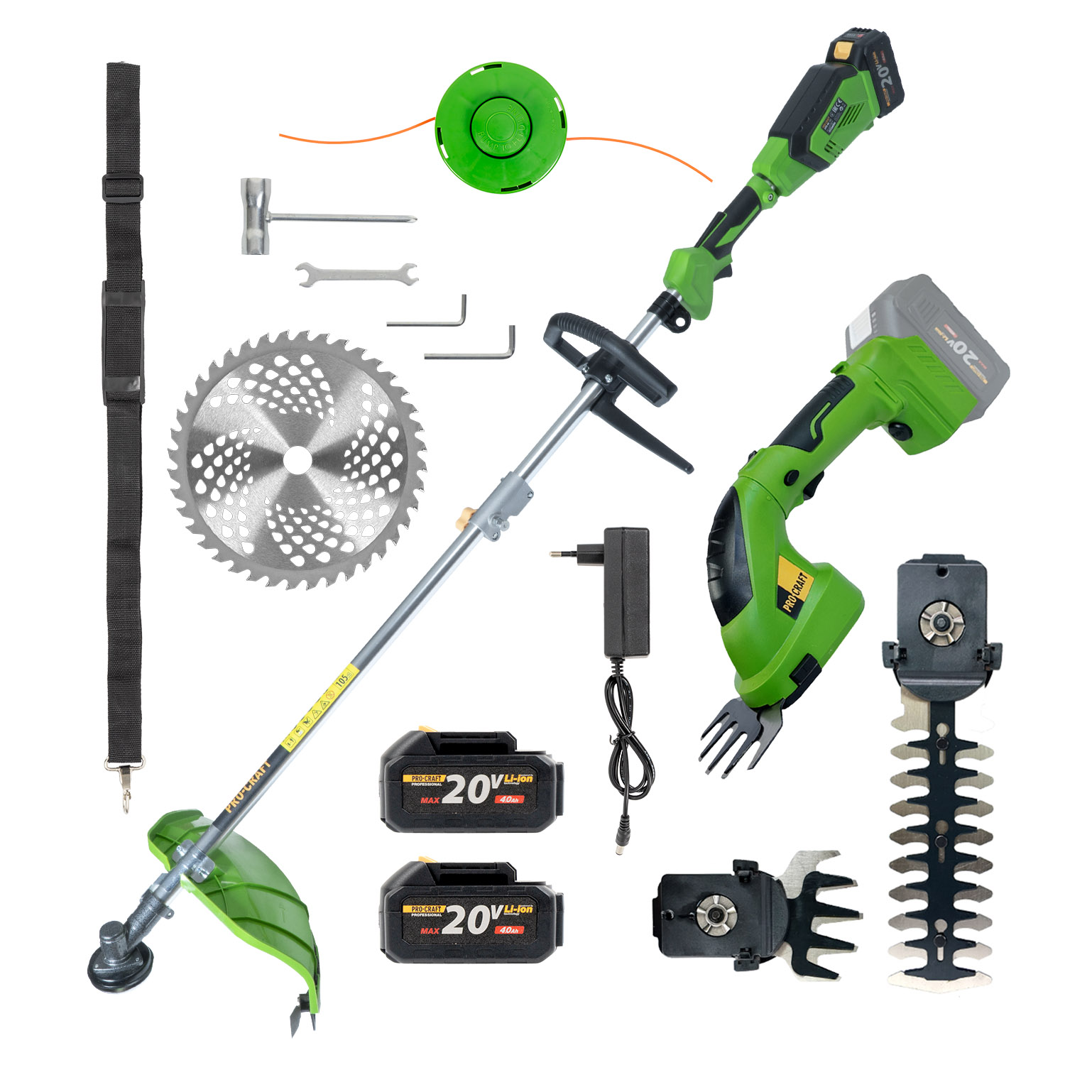 Procraft SATA-40/PGH2000 - akumulátorový křovinořez a nůžky na trávu