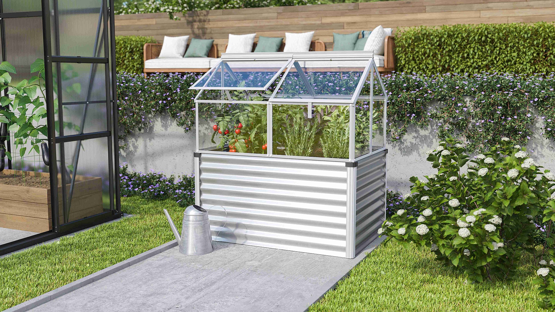 LANIT PLAST, s.r.o. vyvýšený záhon s pařeništěm VITAVIA GAIA JUMBO sklo 3 mm stříbrný LG3738