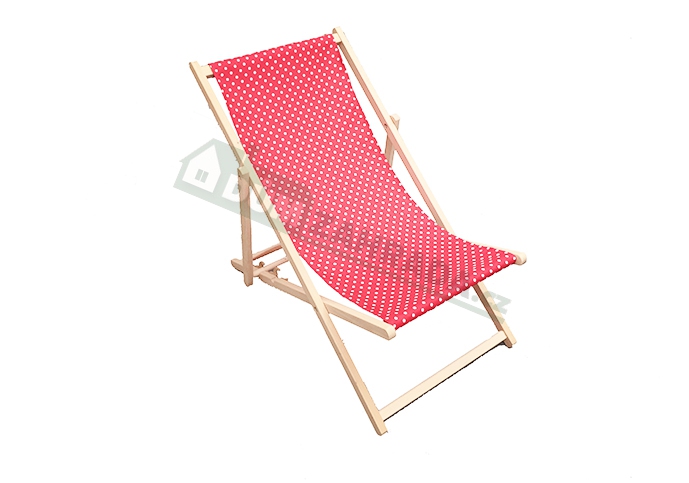FORTUS Zahradní lehátko klasik - červené s bílými puntíky