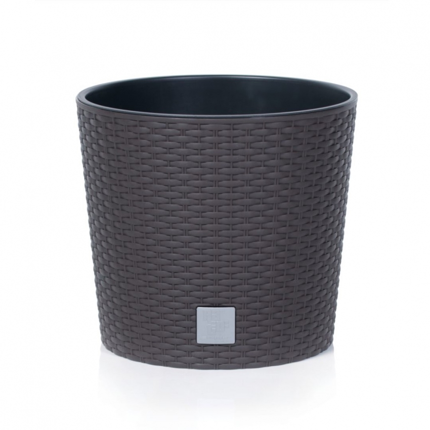 Prosperplast Květináč RATO ROUND + vklad, 25 cm - umbra