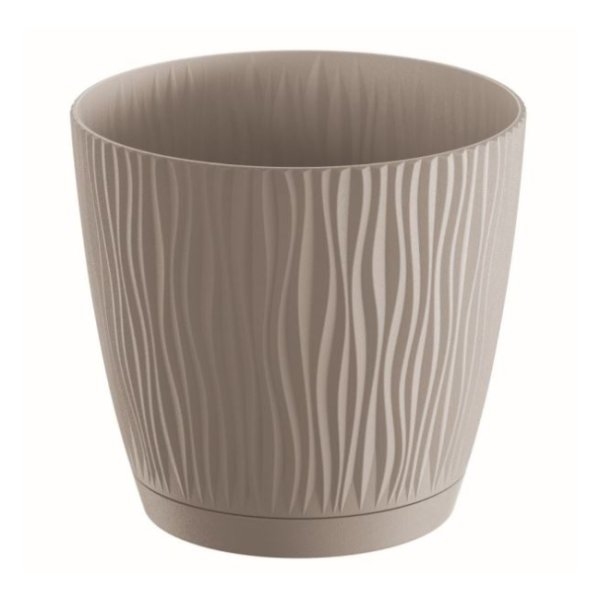 Prosperplast Květináč SANDY s miskou 18,8 cm - šedý kámen