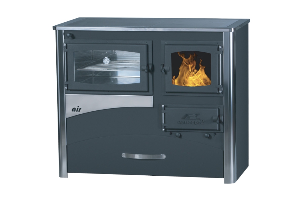 ABC Sporák na tuhá paliva Concept 2 Air 12kW INOX - pravá