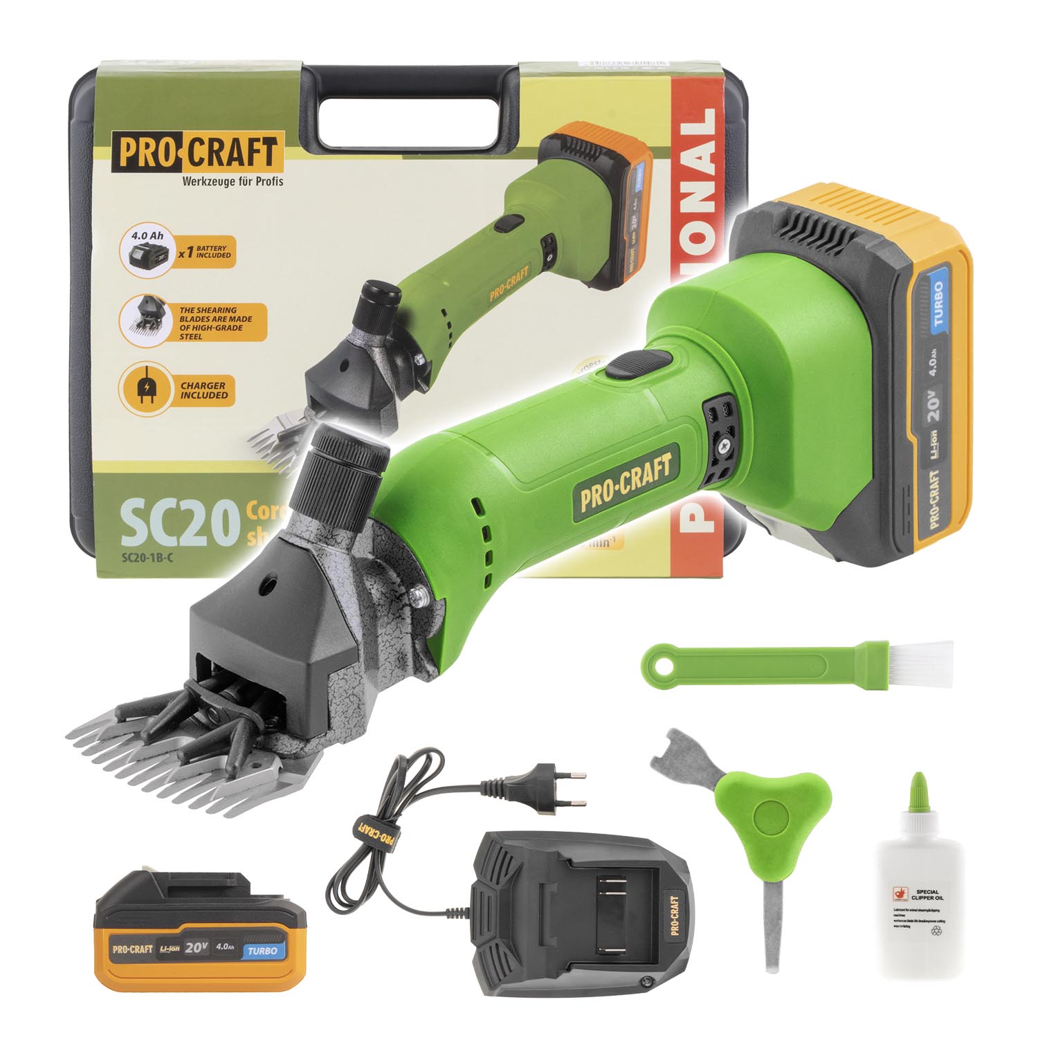 Procraft SC20 20V - akumulátorový strojek pro stříhání ovcí