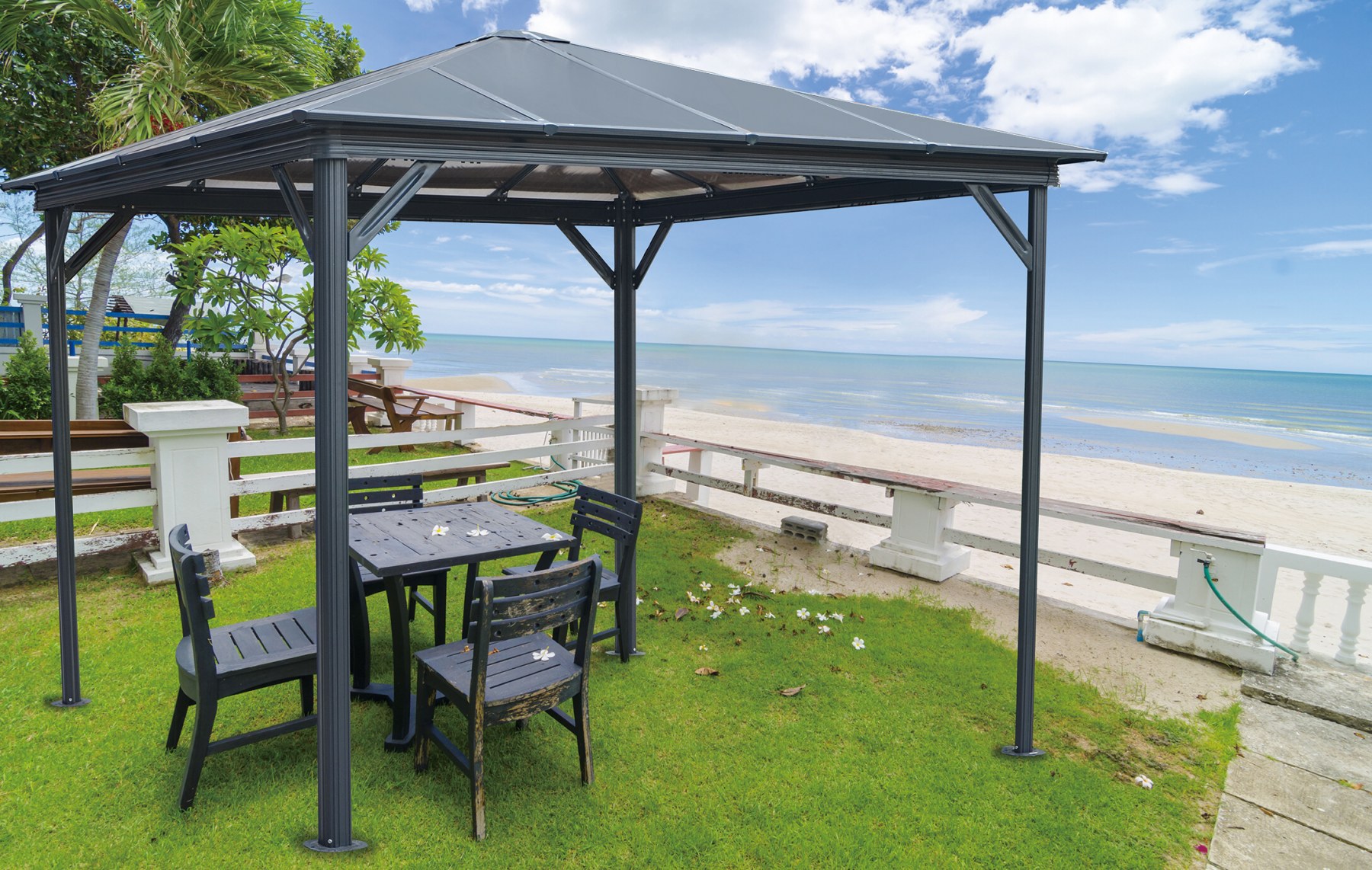 LANIT PLAST, s.r.o. zahradní altán LANITPLAST 33 antracit + čirý PC LG2468