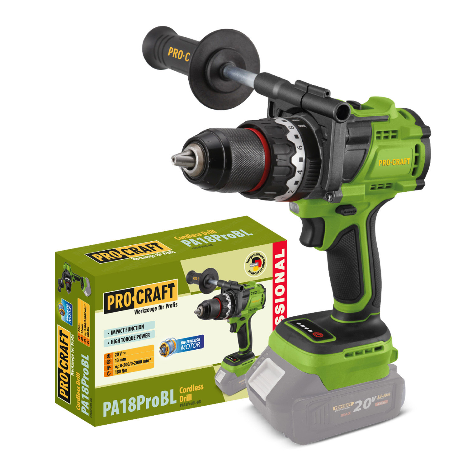 Procraft PA18ProBL 20V - akumulátorový šroubovák (bez akumulátoru a nabíječky)