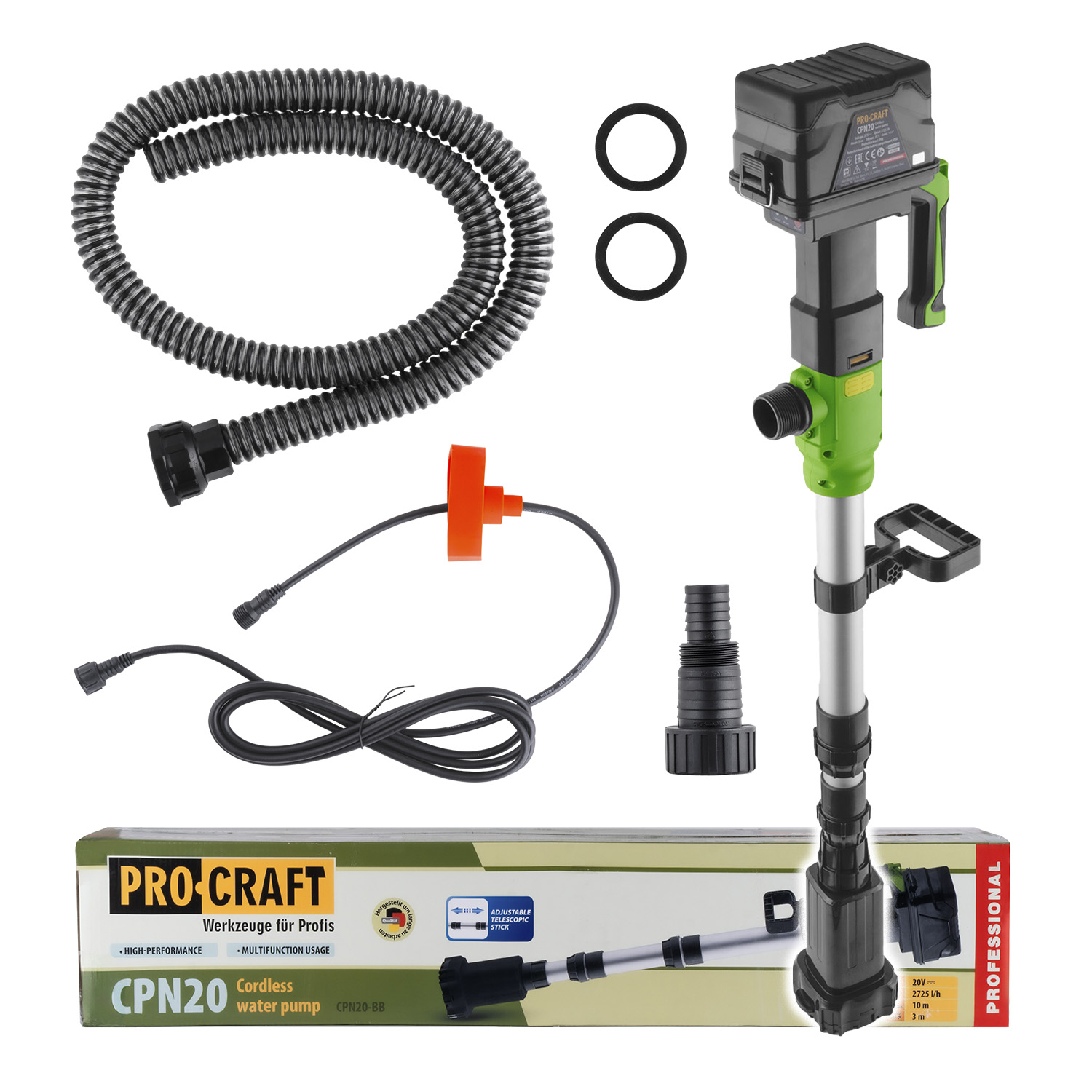 Procraft CPN20bb 20V - akumulátorové čerpadlo do sudu  (bez akumulátoru a nabíječky)