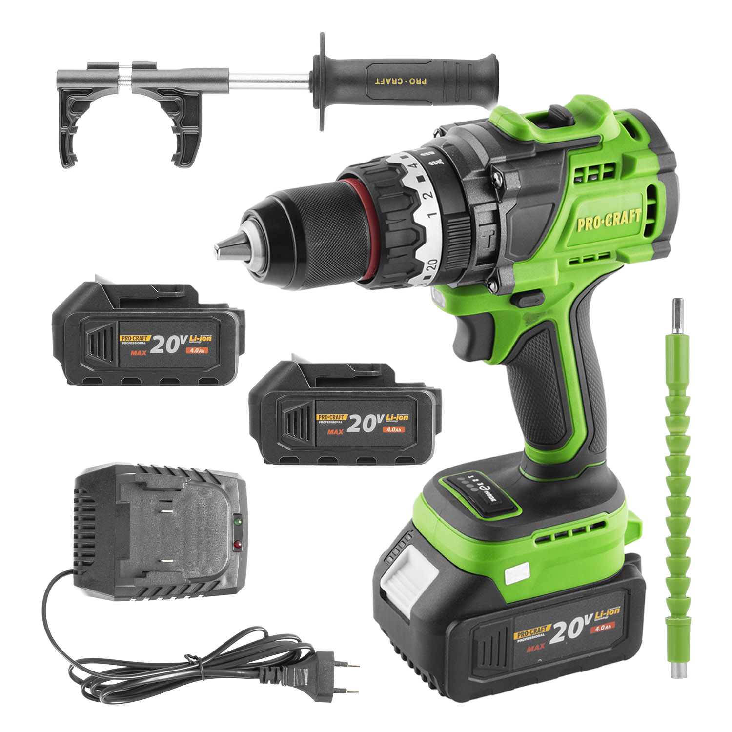 Procraft PA18ProBL 20V SET - akumulátorový šroubovák (s 2x4,0 Ah akumulátory a nabíječkou)