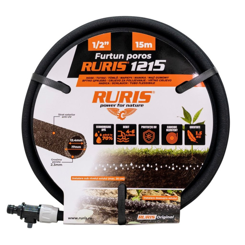 RURIS - průsaková hadice, 15 m s konektory 1215PC