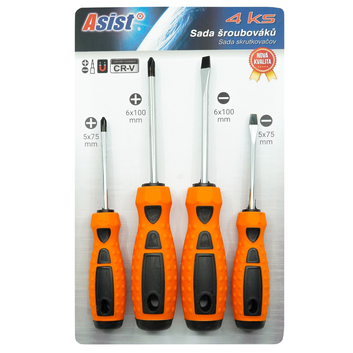 Asist Sada šroubováků 4ks, ChromVanadium