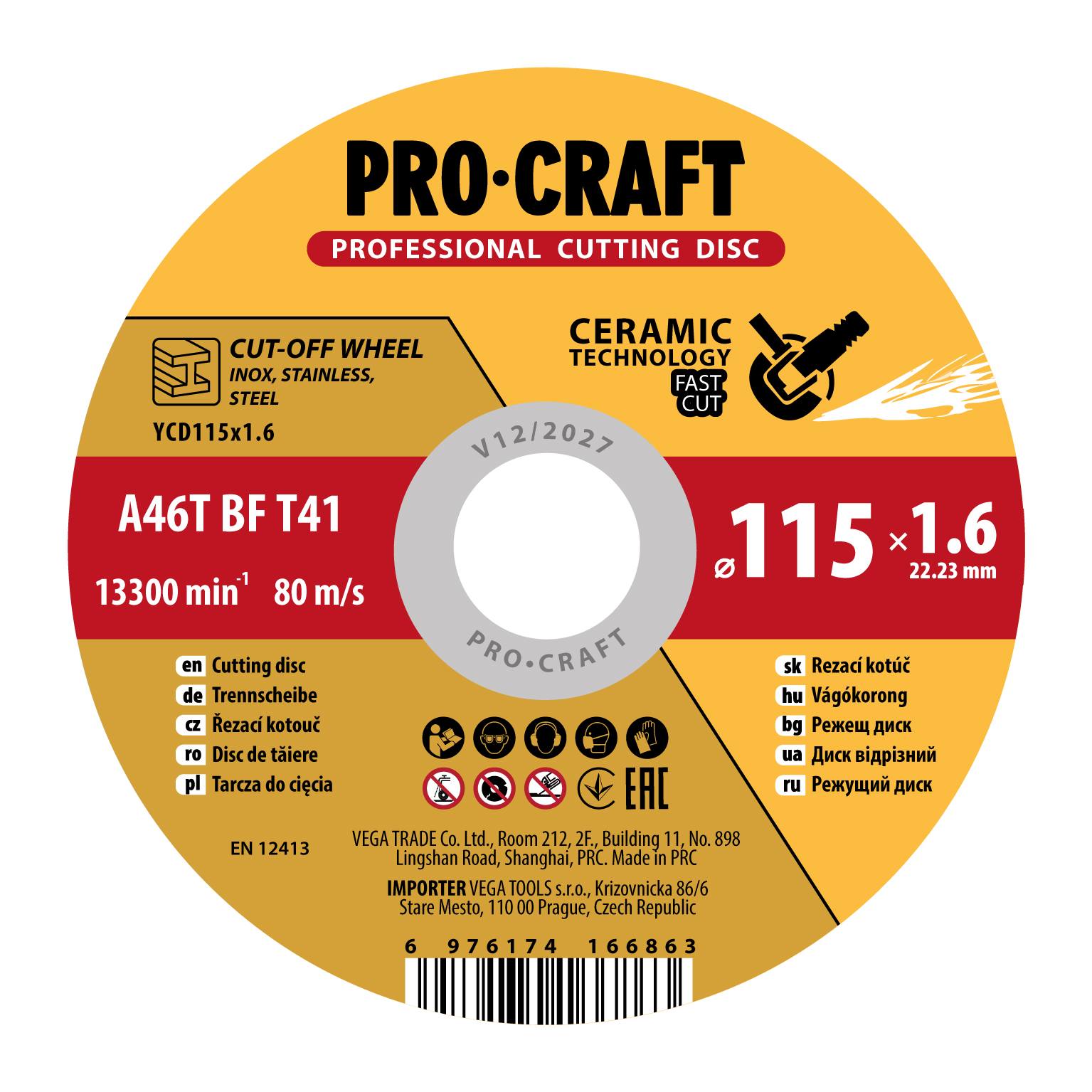 Procraft YСD115x1.6 - keramický řezný kotouč