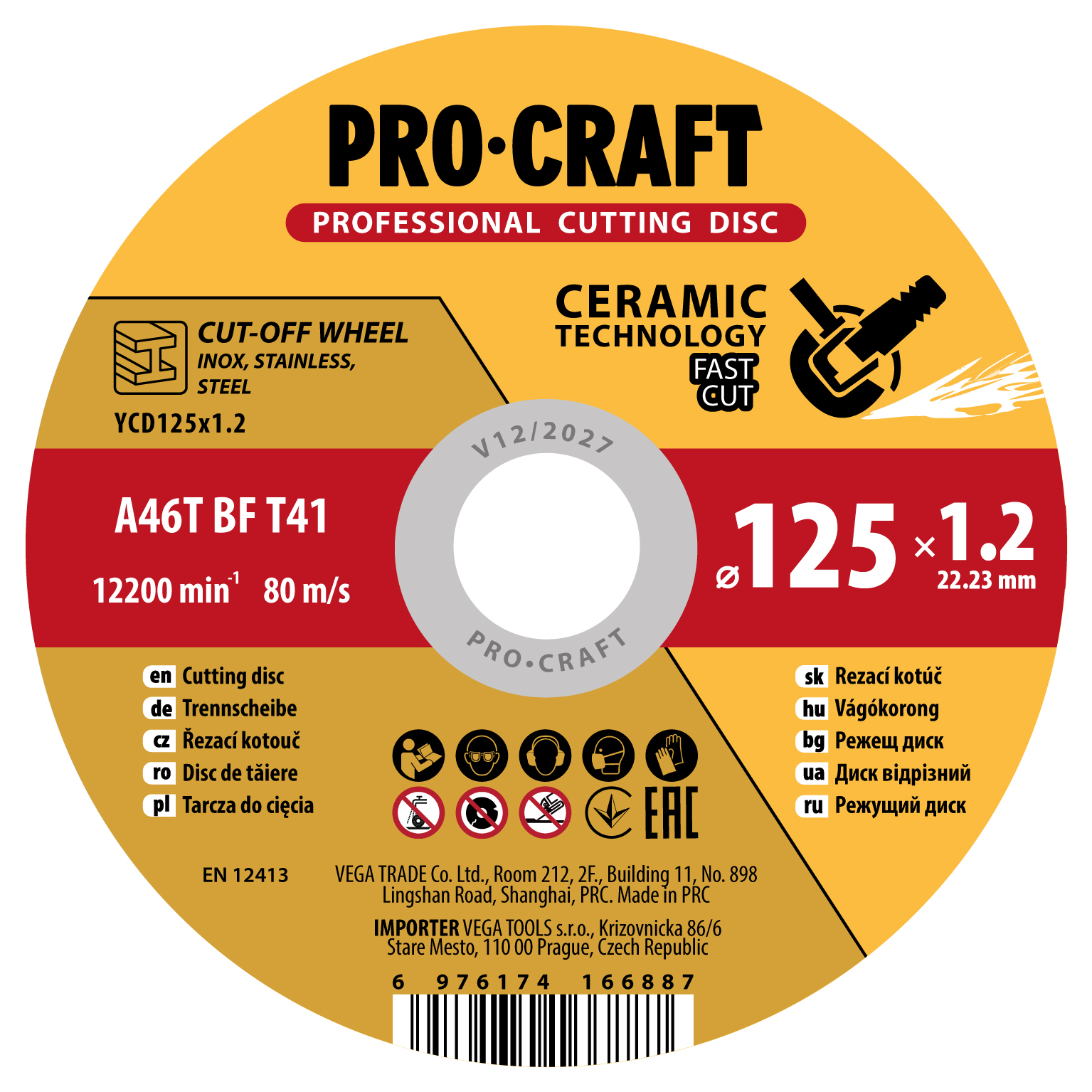 Procraft YСD125x1.2 - keramický řezný kotouč