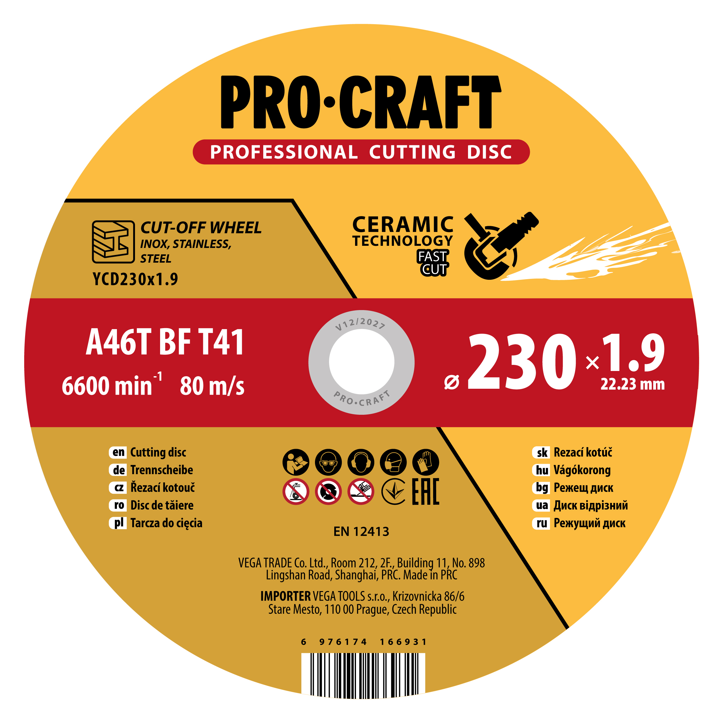 Procraft YСD230x1.9 - keramický řezný kotouč