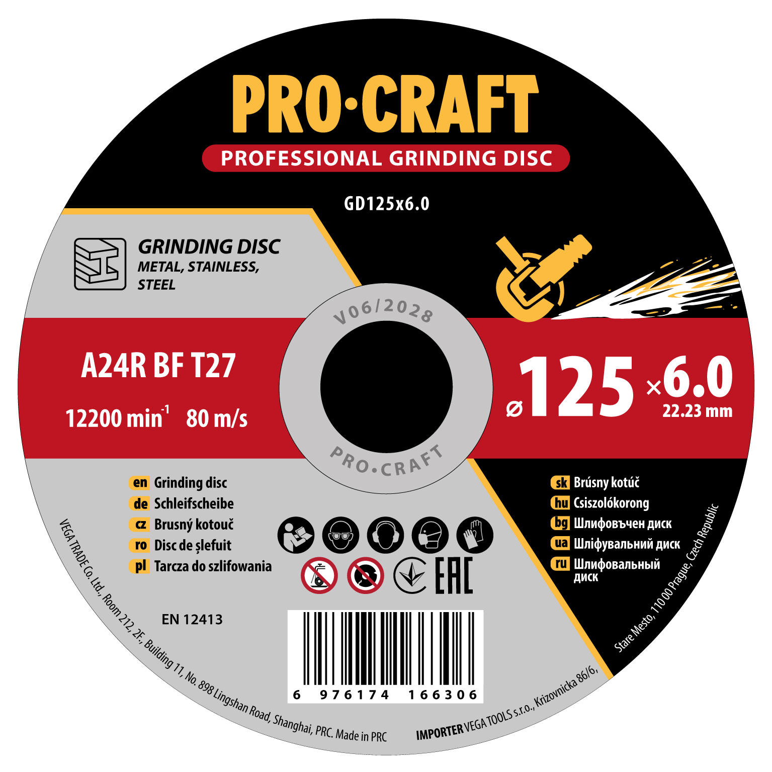 Procraft GD125x6.0 - brusný kotouč na kov