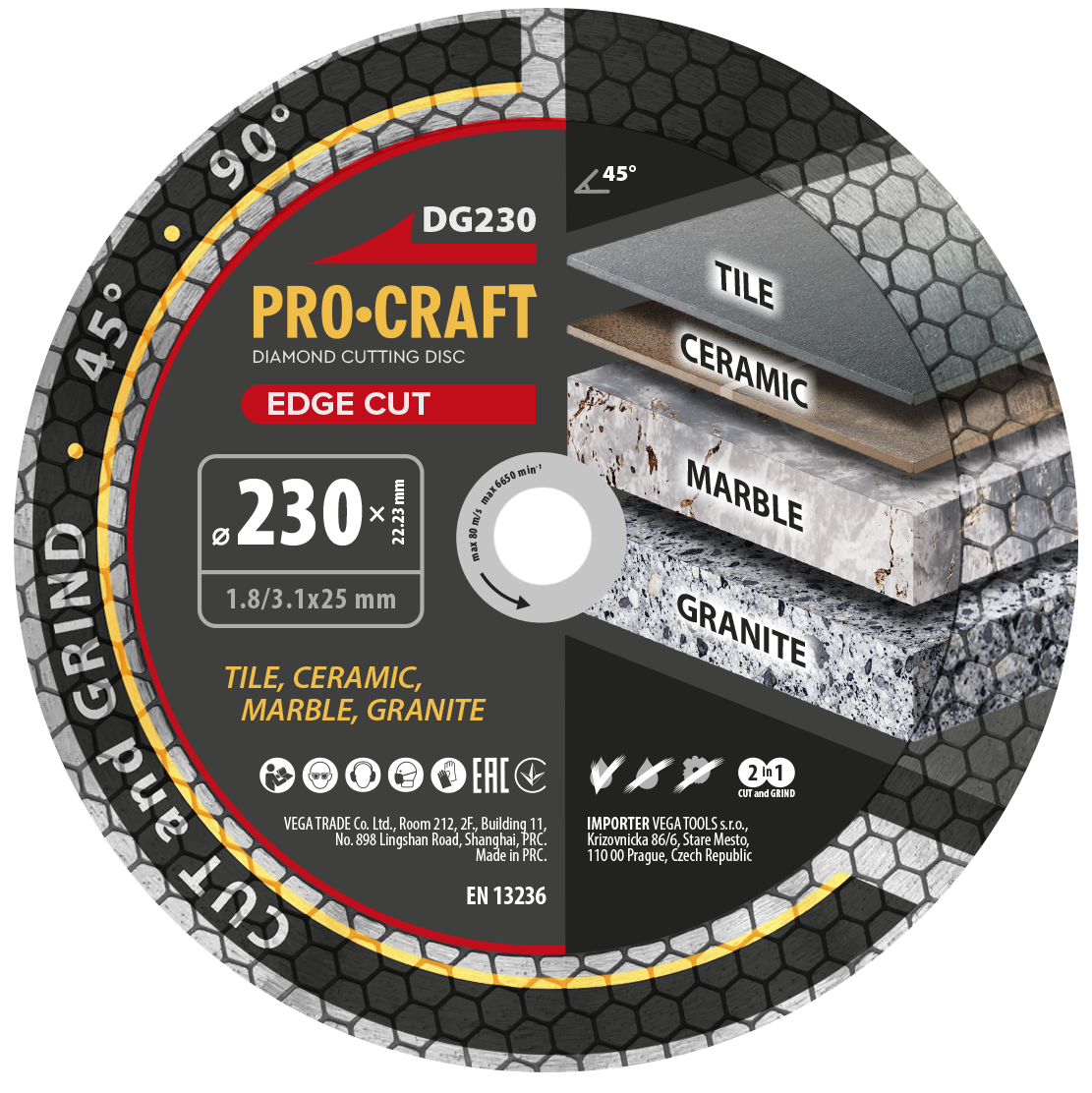 Procraft DG230 Edge Cut - diamantový kotouč