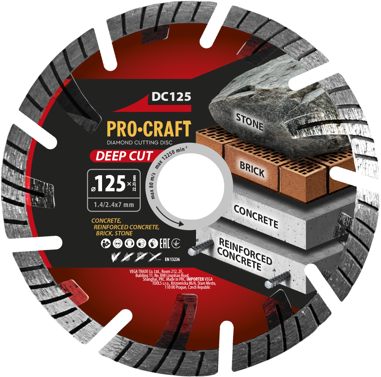 Procraft DC125 Deep Cut - diamantový řezný kotouč