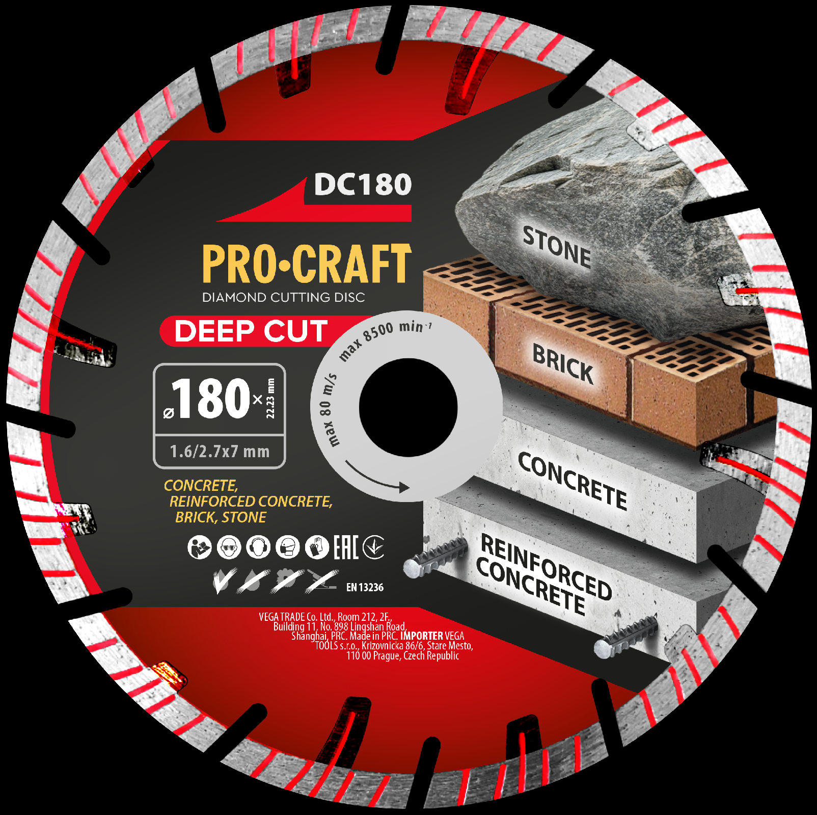 Procraft DC180 Deep Cut - diamantový řezný kotouč
