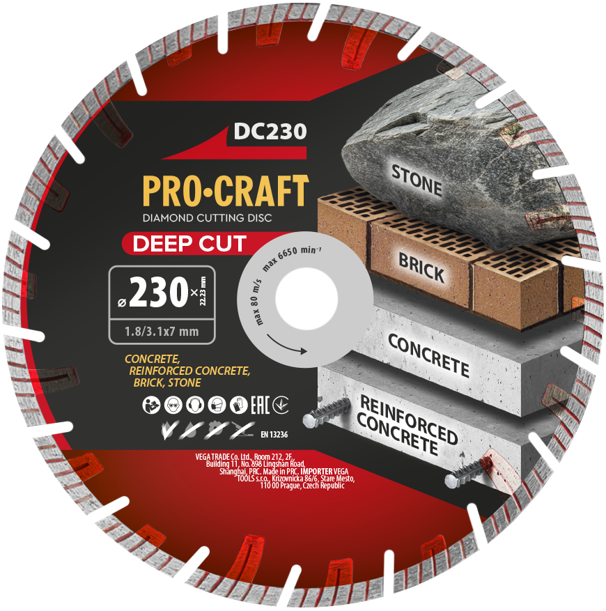 Procraft DC230 Deep Cut - diamantový řezný kotouč