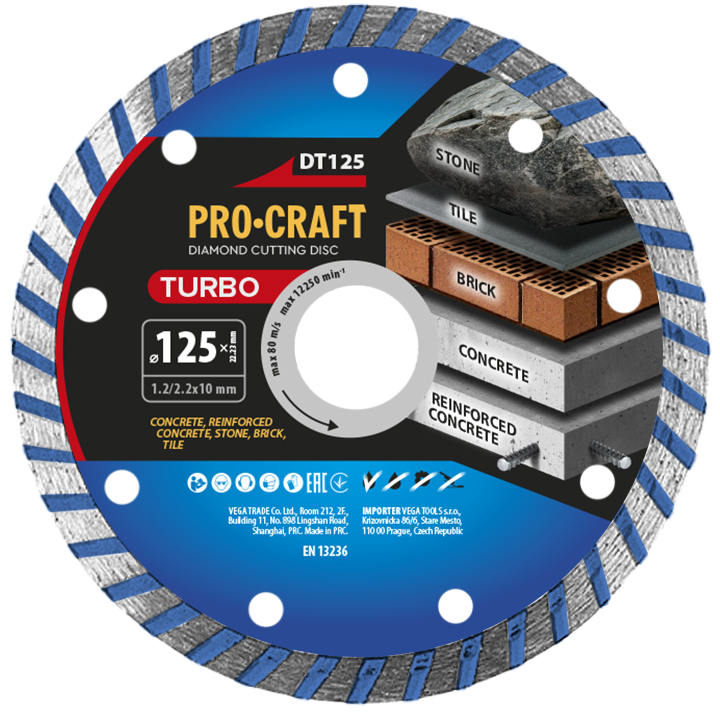 Procraft DT125 Turbo - diamantový řezný kotouč