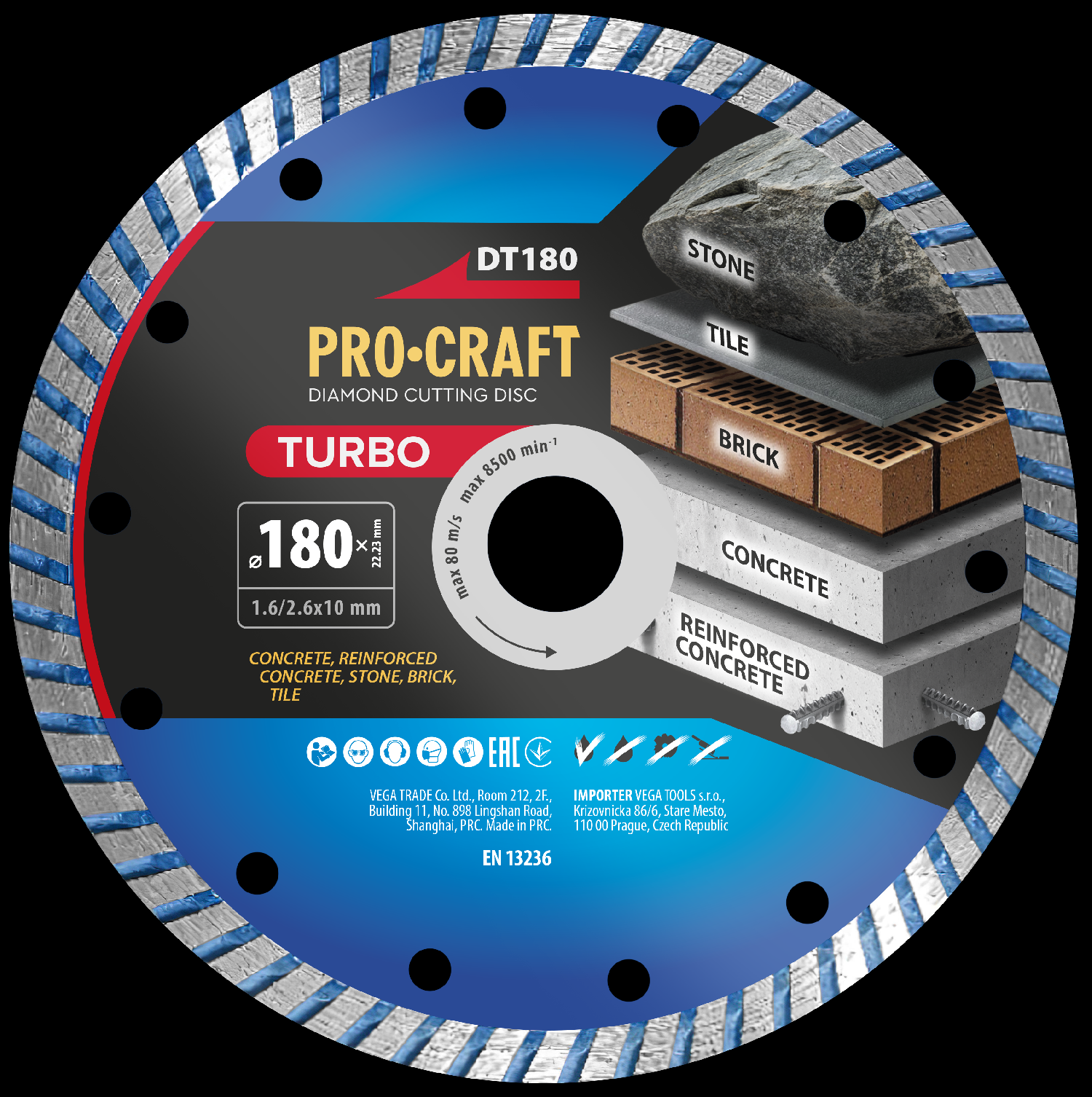 Procraft DT180 Turbo - diamantový řezný kotouč