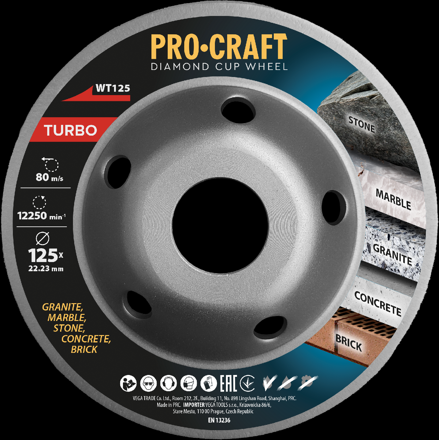 Procraft WT125 Turbo - diamantový brusný kotouč, hrncový