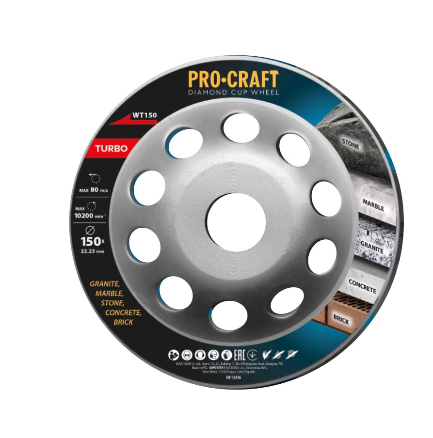 Procraft WT150 Turbo - diamantový brusný kotouč, hrncový