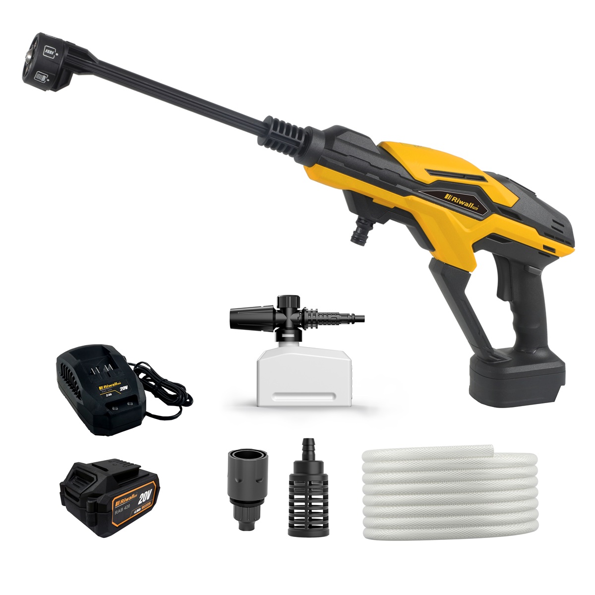 Riwall PRO RAPW 3520i 20V SET - akumulátorová tlaková myčka 20V (s 4,0 Ah baterie a nabíječkou)