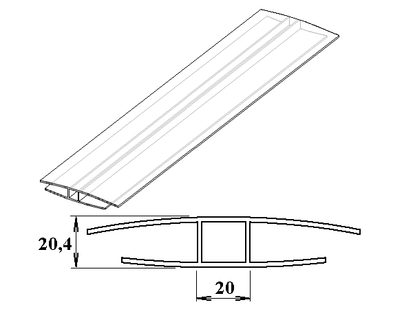 Polykarbonátový H-profil 16 mm 3m PK119-202