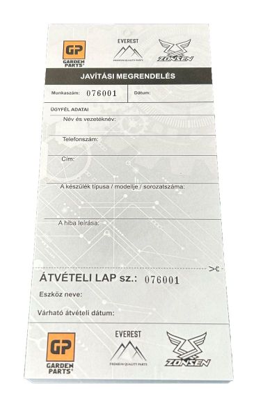 UNIWERSALNE KARTA SERVISNÍ OPRAVY HU 100ks