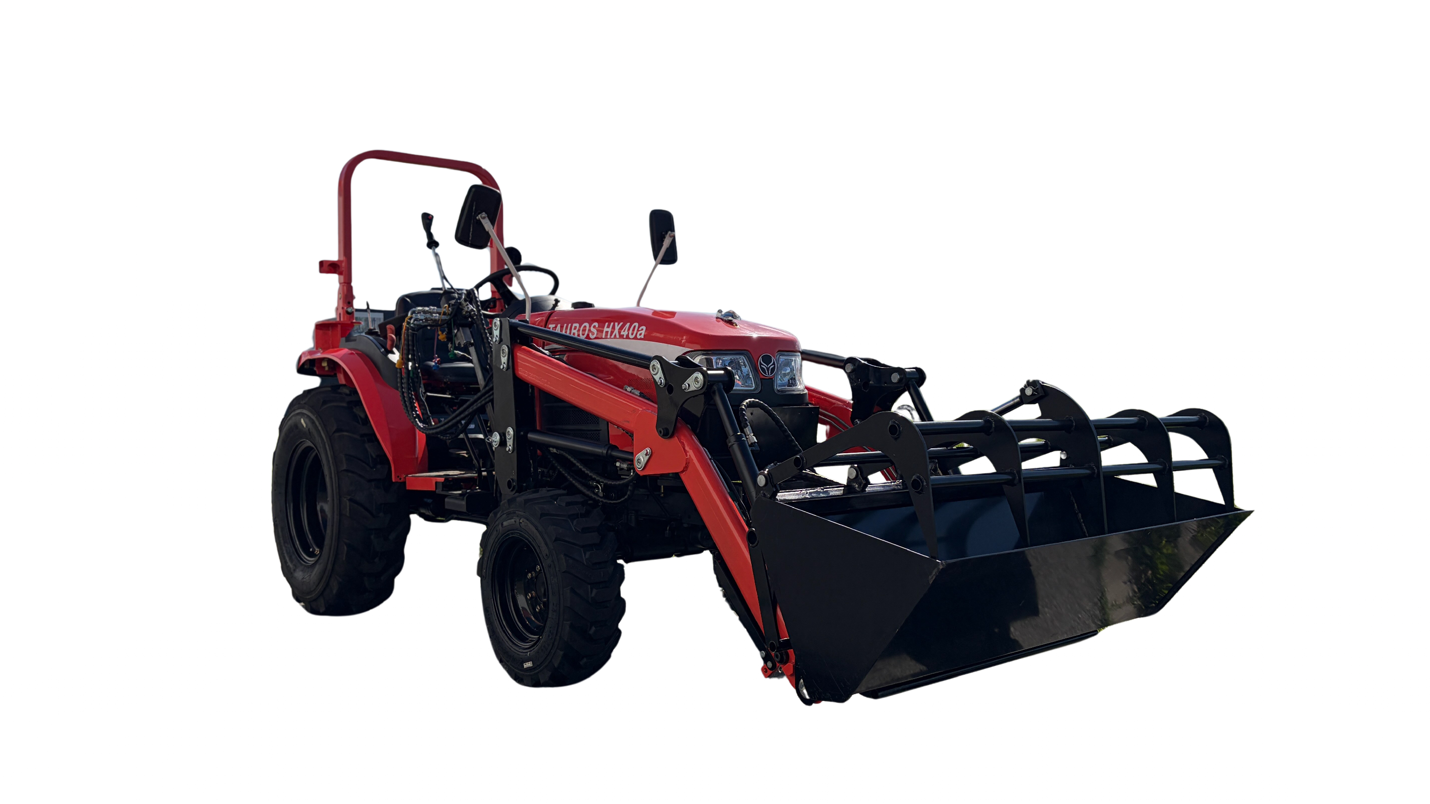 Tauros HX40 4x4 RED - malotraktor s industriálními koly a nakladačem