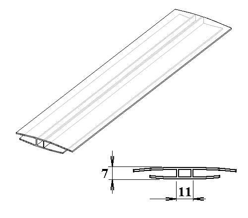 Polykarbonátový H-profil 4 mm 4m PK115-203