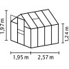 skleník VITAVIA VENUS 5000 čiré sklo 3 mm stříbrný LG1027  + základna VITAVIA VENUS 5000 šedá LG38