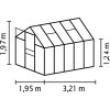 skleník VITAVIA VENUS 6200 PC 6 mm zelený LG4142  + základna VITAVIA VENUS 6200 zelená LG542