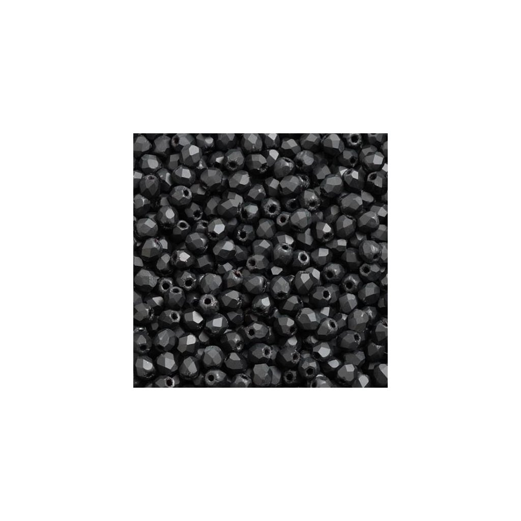 Korálky broušené 2mm černá mat